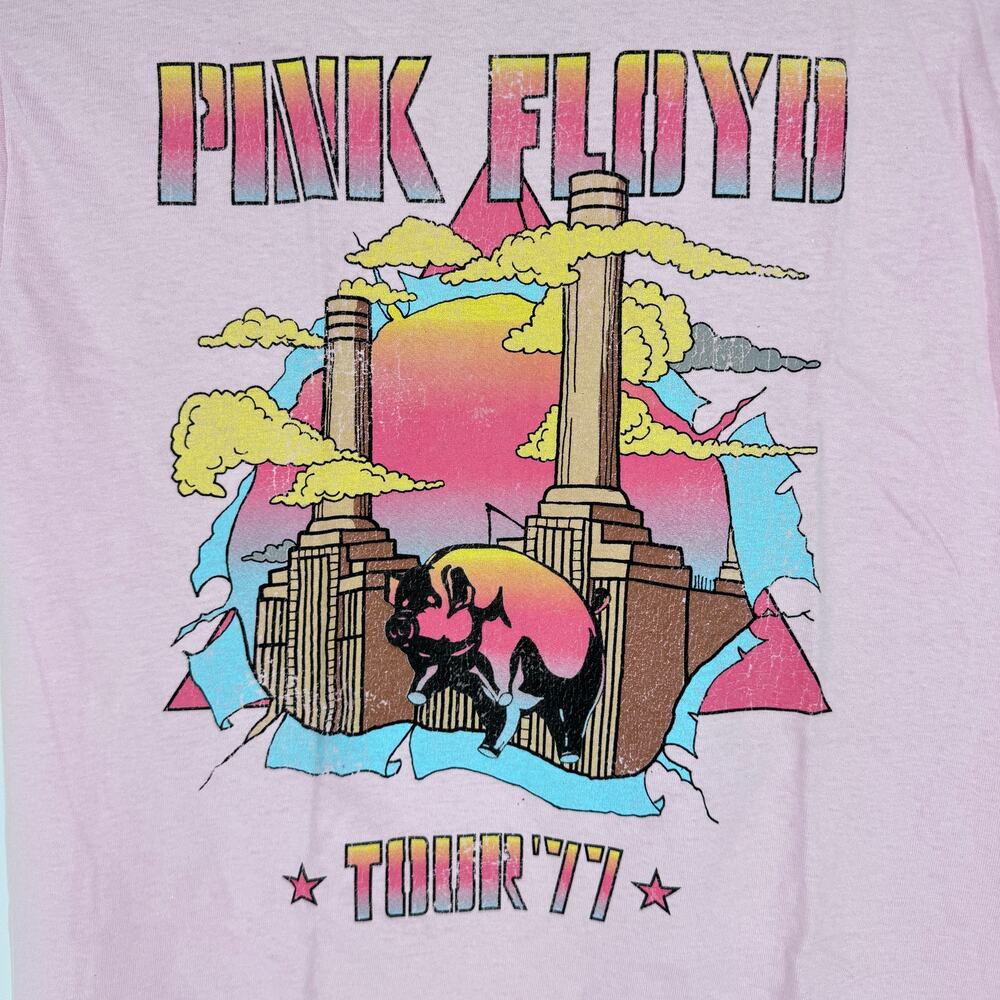 Pink Floyd Tour 77 Light Pink Oversized Graphic T Shirt Juniors‎ Medium New